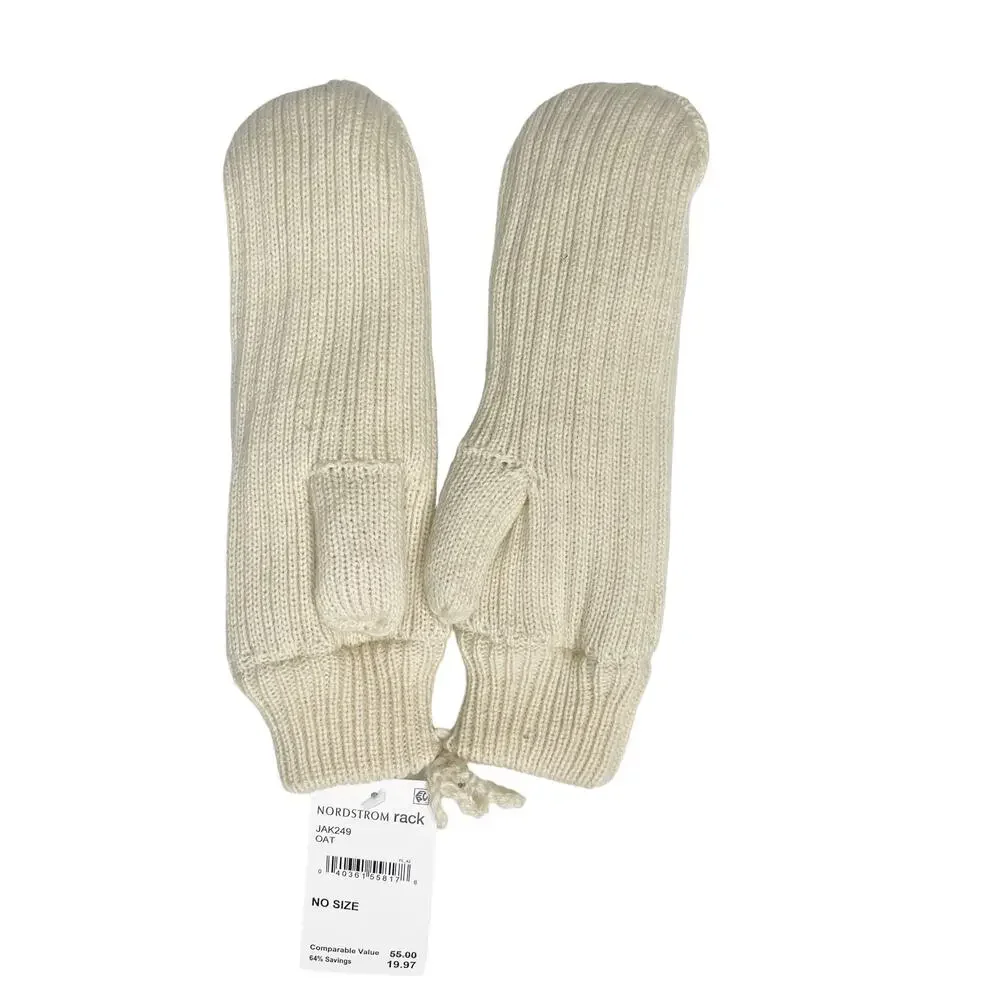 Nordstrom Mittens Faux Fir Lined Oat Color One Size NEW